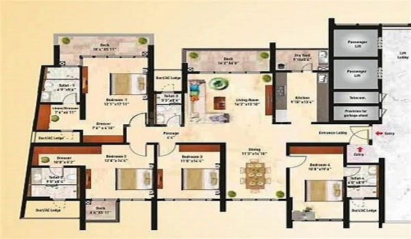Purva Northern Lights 5 BHK Floor Plan